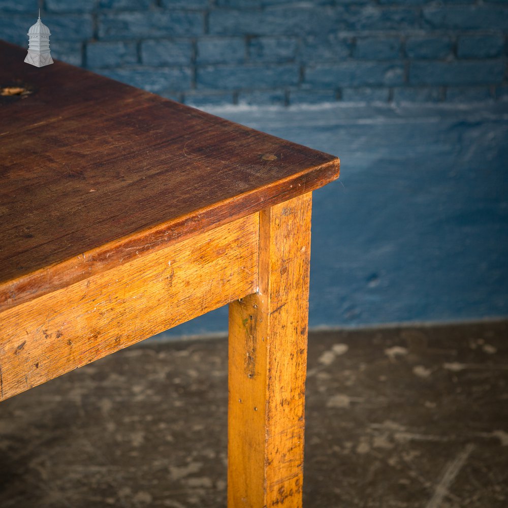 Mid Century Oak School Science Laboratory Table – 6 Feet Long