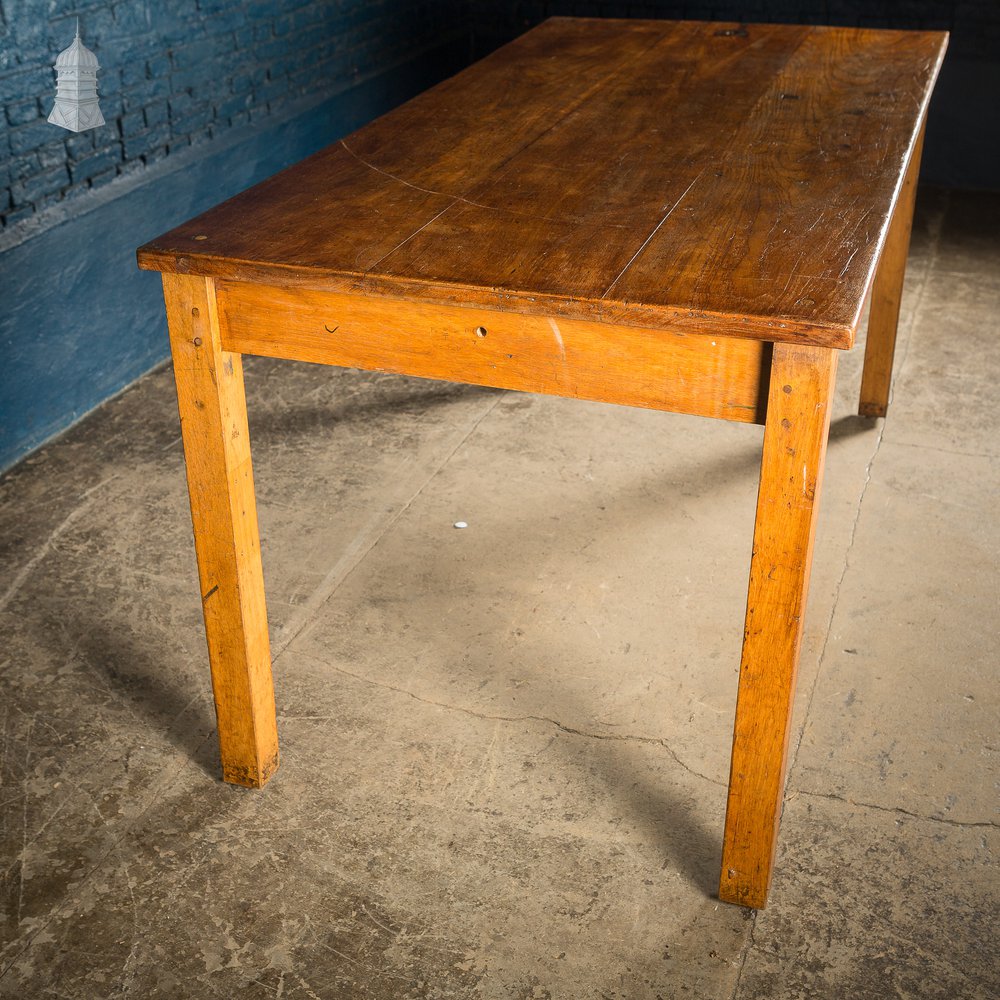 6 Foot Long Mid Century Oak School Science Lab Table