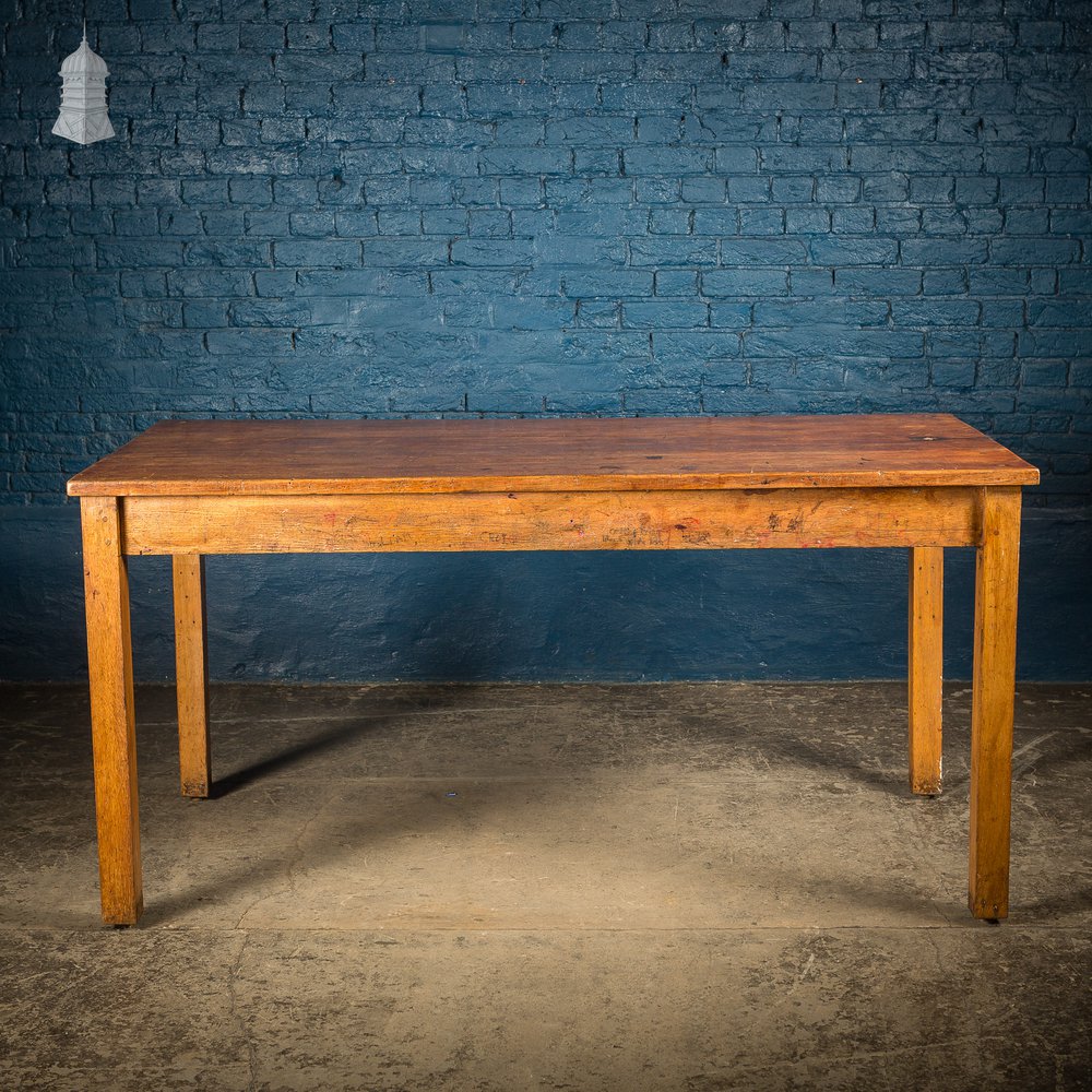 6 Foot Long Mid Century Oak School Science Lab Table