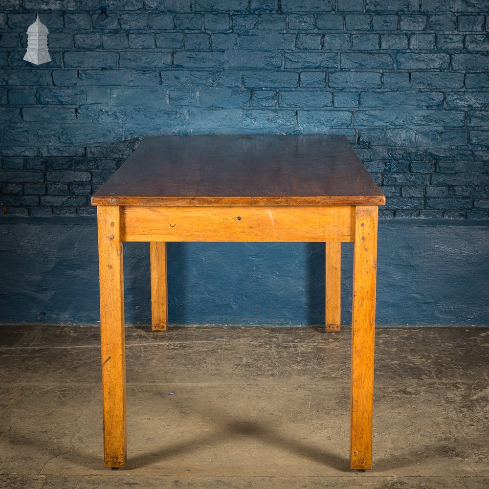 6 Foot Long Mid Century Oak School Science Lab Table