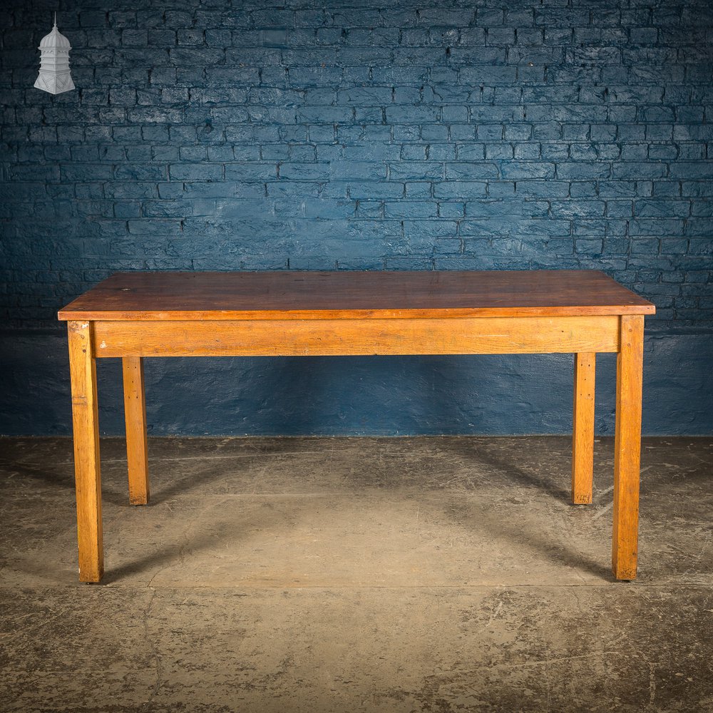 6 Foot Long Mid Century Oak School Science Lab Table