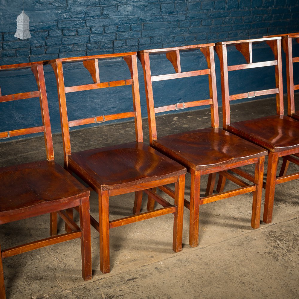 Set of 6 19th C Elm Synagogue Chairs [No. 6]