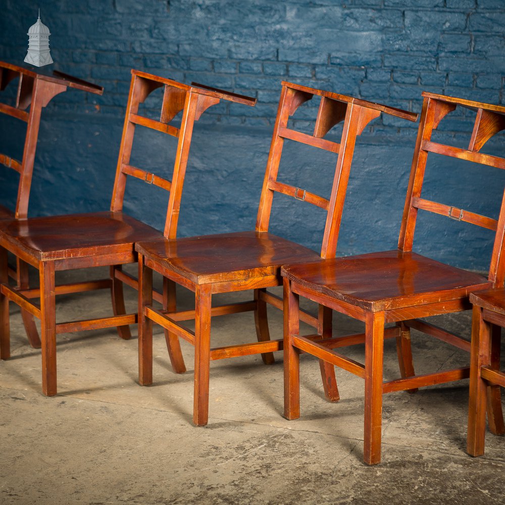 Set of 6 19th C Elm Synagogue Chairs [No. 6]