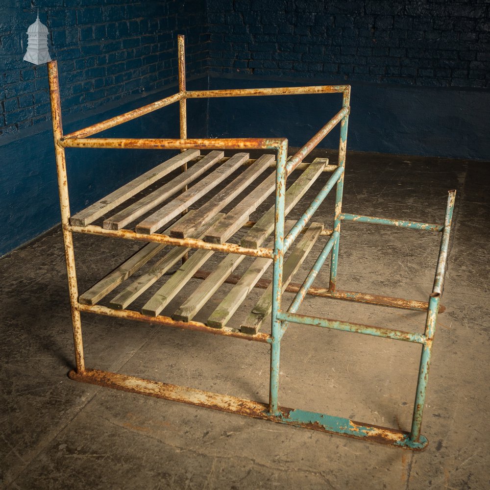 Metal Industrial Shelving with Wooden Slats