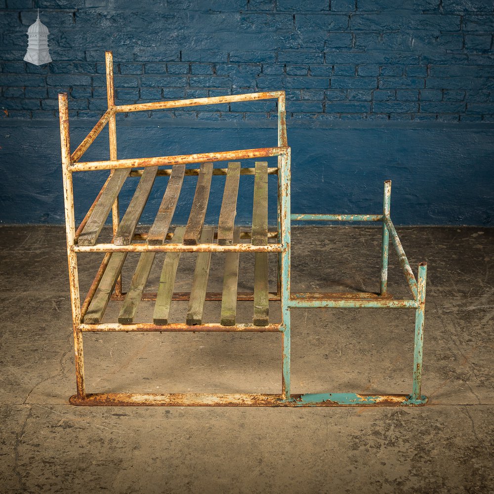 Metal Industrial Shelving with Wooden Slats