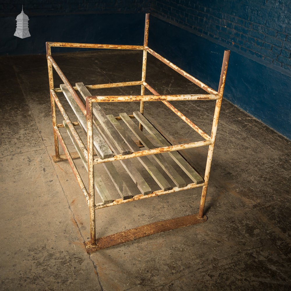 Metal Industrial Shelving Unit with Wooden Slats