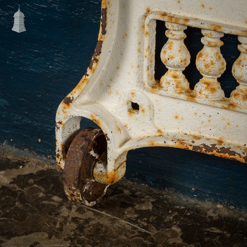 Pair of White Painted Cast Iron Mangle Ends