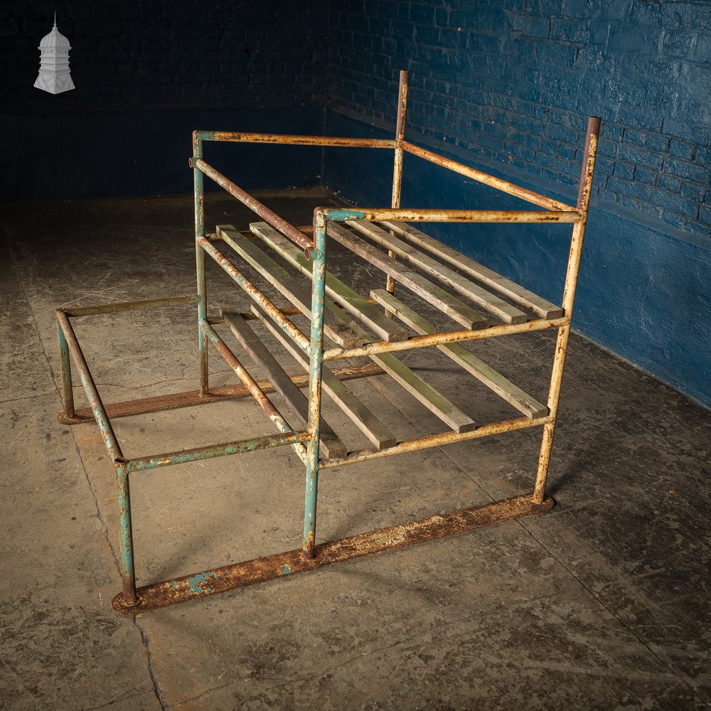 Metal Industrial Shelving with Wooden Slats