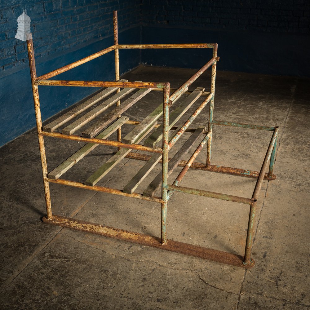 Metal Industrial Shelving with Wooden Slats