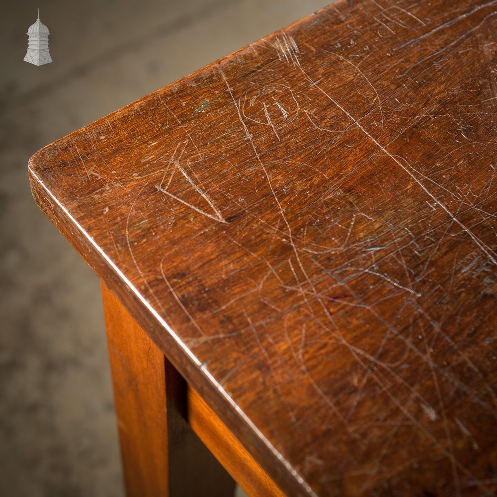 Mid Century Iroko School Science Lab Table with Drawers