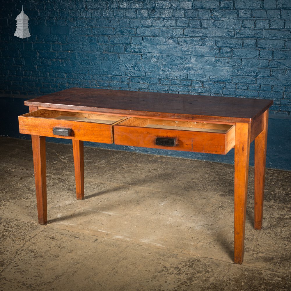 Mid Century Iroko School Science Lab Table with Drawers