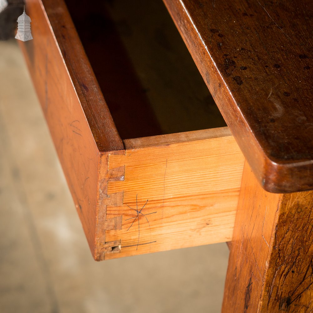 Mid Century Iroko School Science Lab Table with Drawers