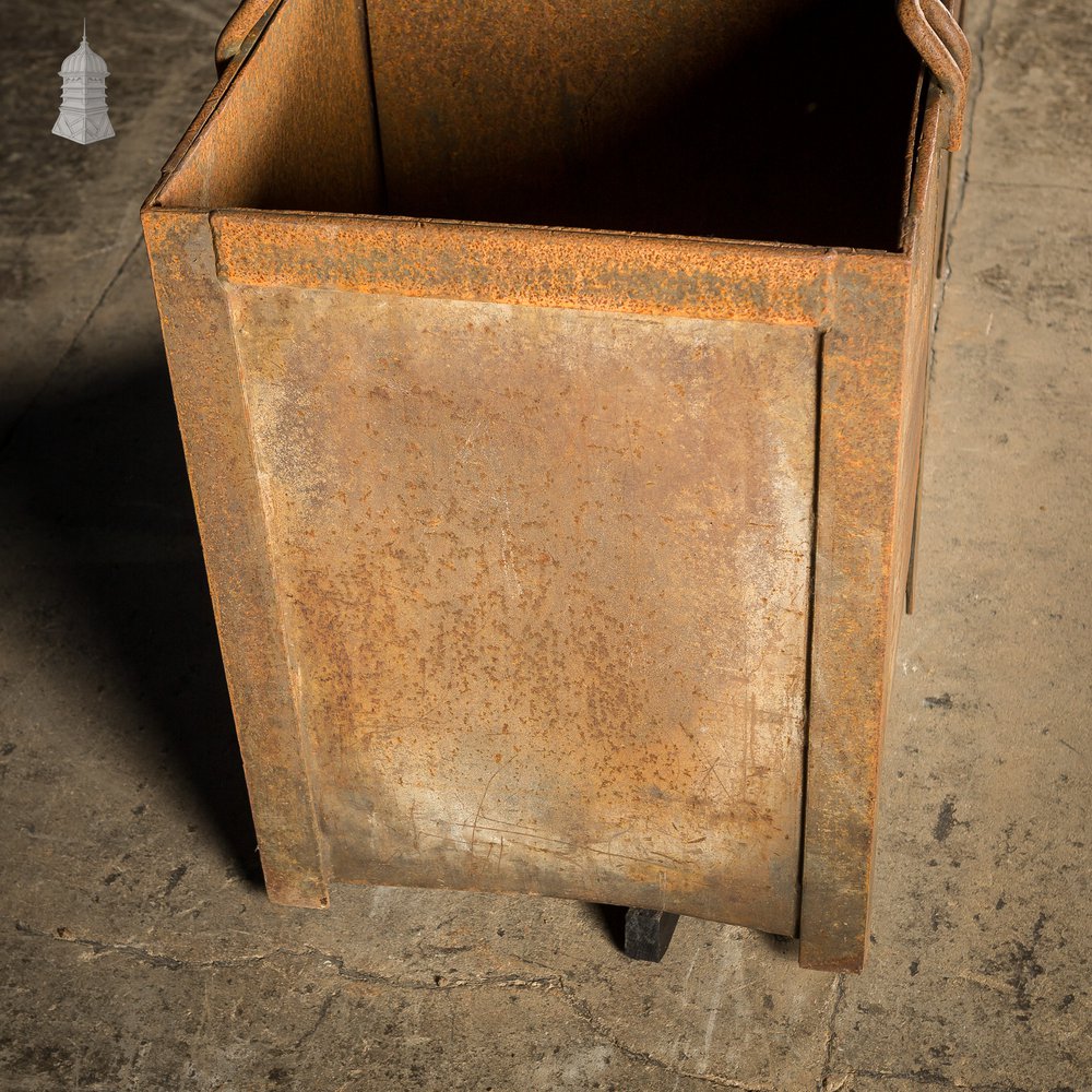 Pair of Vintage Steel Industrial Workshop Bins Planters