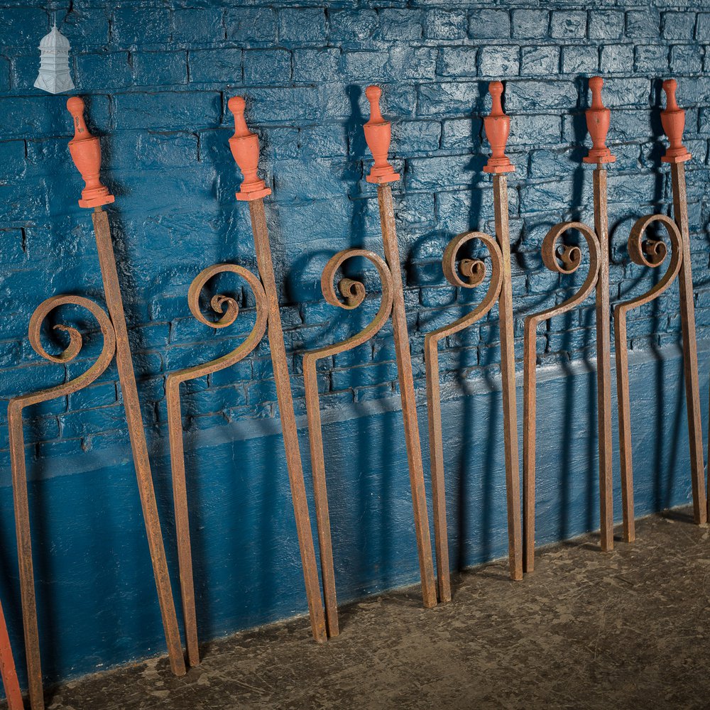 Batch of 11 Wrought Iron Railing Support Elements