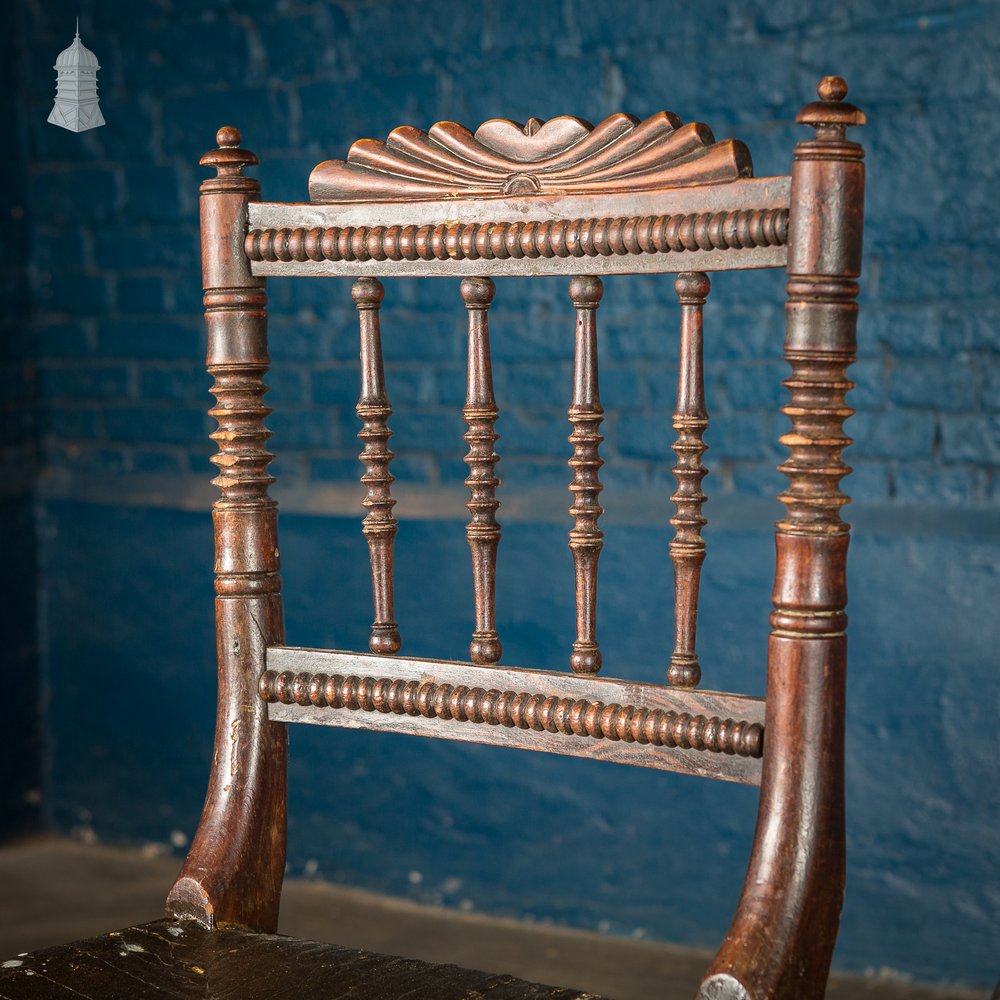 Set of 4 19th C Oak Bobbin Turned Dining Chairs