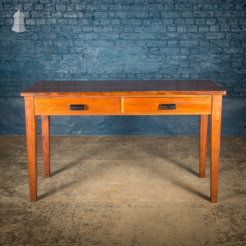 Mid Century Iroko School Science Lab Table with Drawers