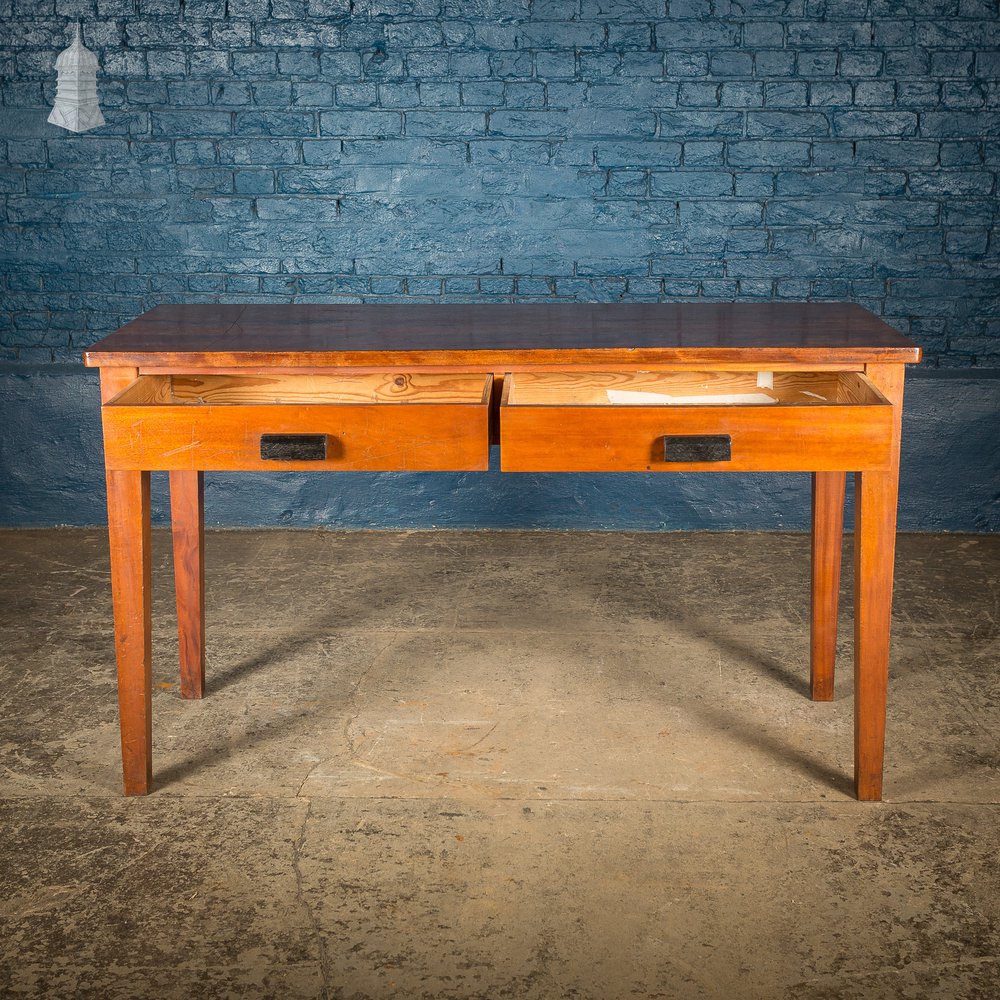 Mid Century Iroko School Science Lab Table with Drawers