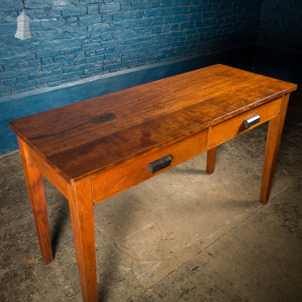 Mid Century Iroko School Science Lab Table with Drawers