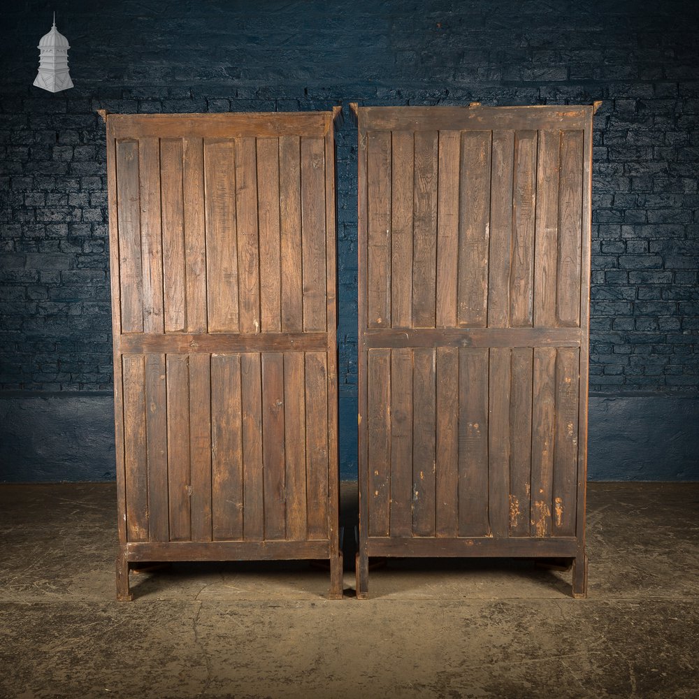 Pair of 20th C Teak Glazed Bookcase Display Cabinets