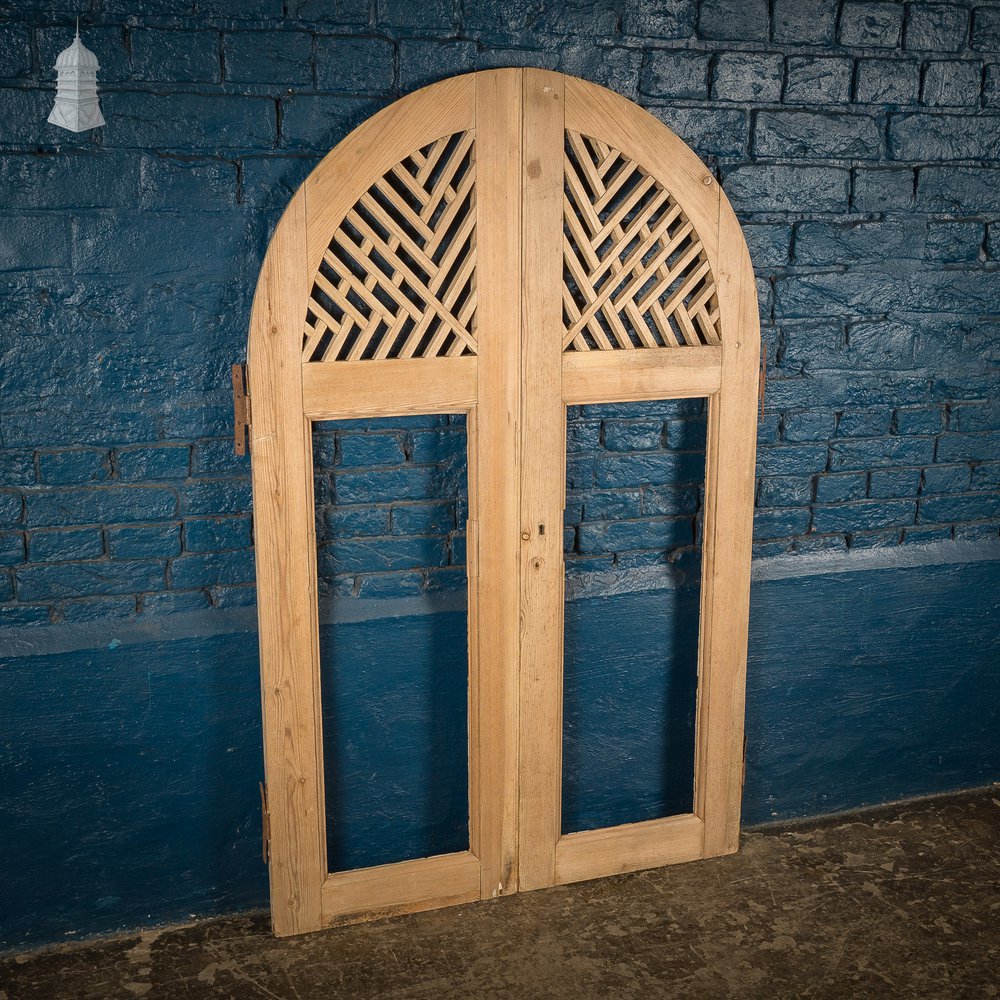 Pair of Small Arch Top Lattice Cupboard Doors