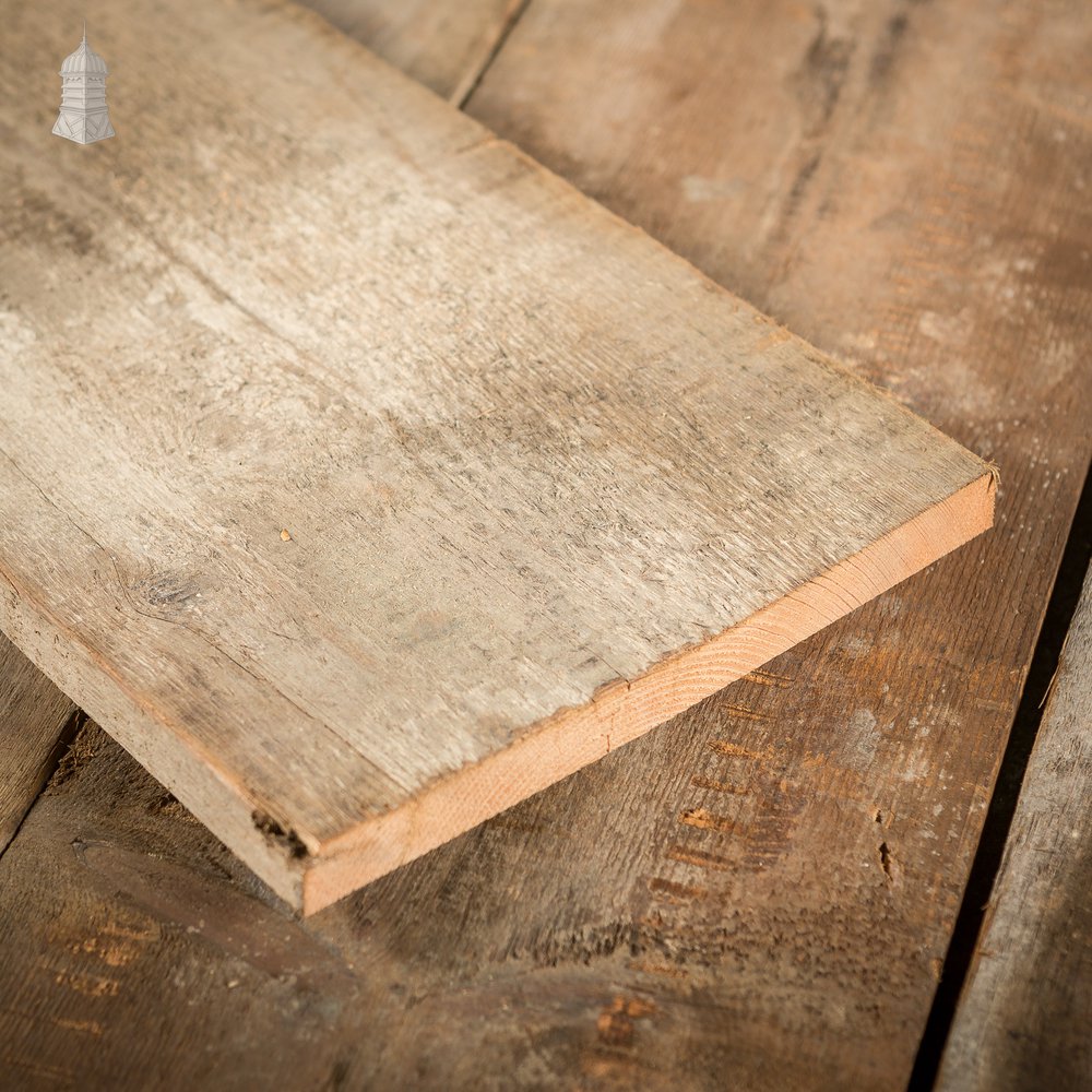 Batch of 34 Square Metres of 9” Wide Oxidized Pine Floorboards Cut from Salvaged Victorian Celing Joists