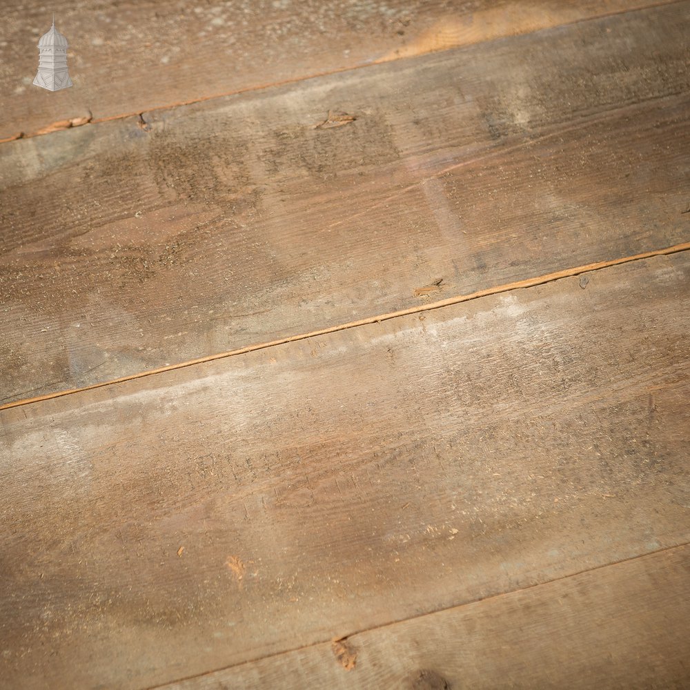 Batch of 23 Square Metres of 8" Wide Oxidized Pine Floorboards Cut from Floor Joists Salvaged From Norwich Castle