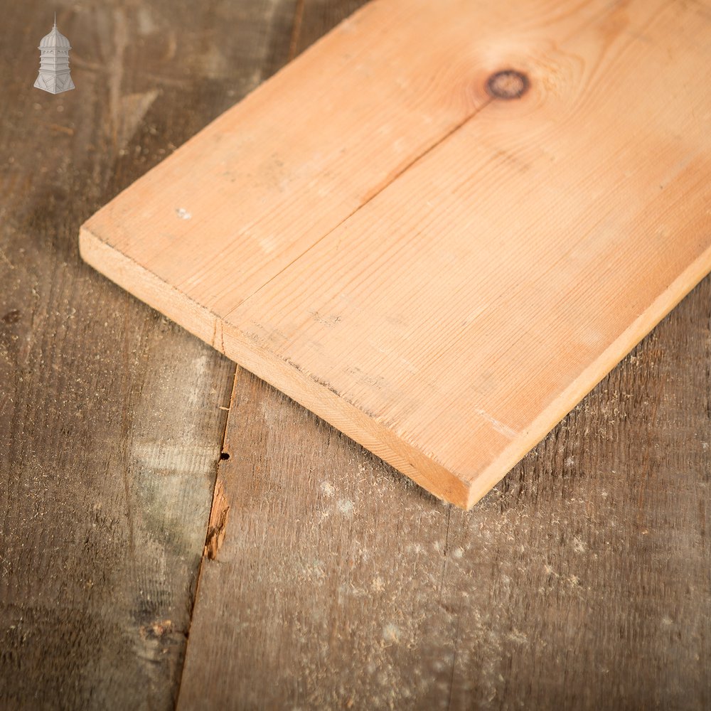 Batch of 23 Square Metres of 8" Wide Oxidized Pine Floorboards Cut from Floor Joists Salvaged From Norwich Castle