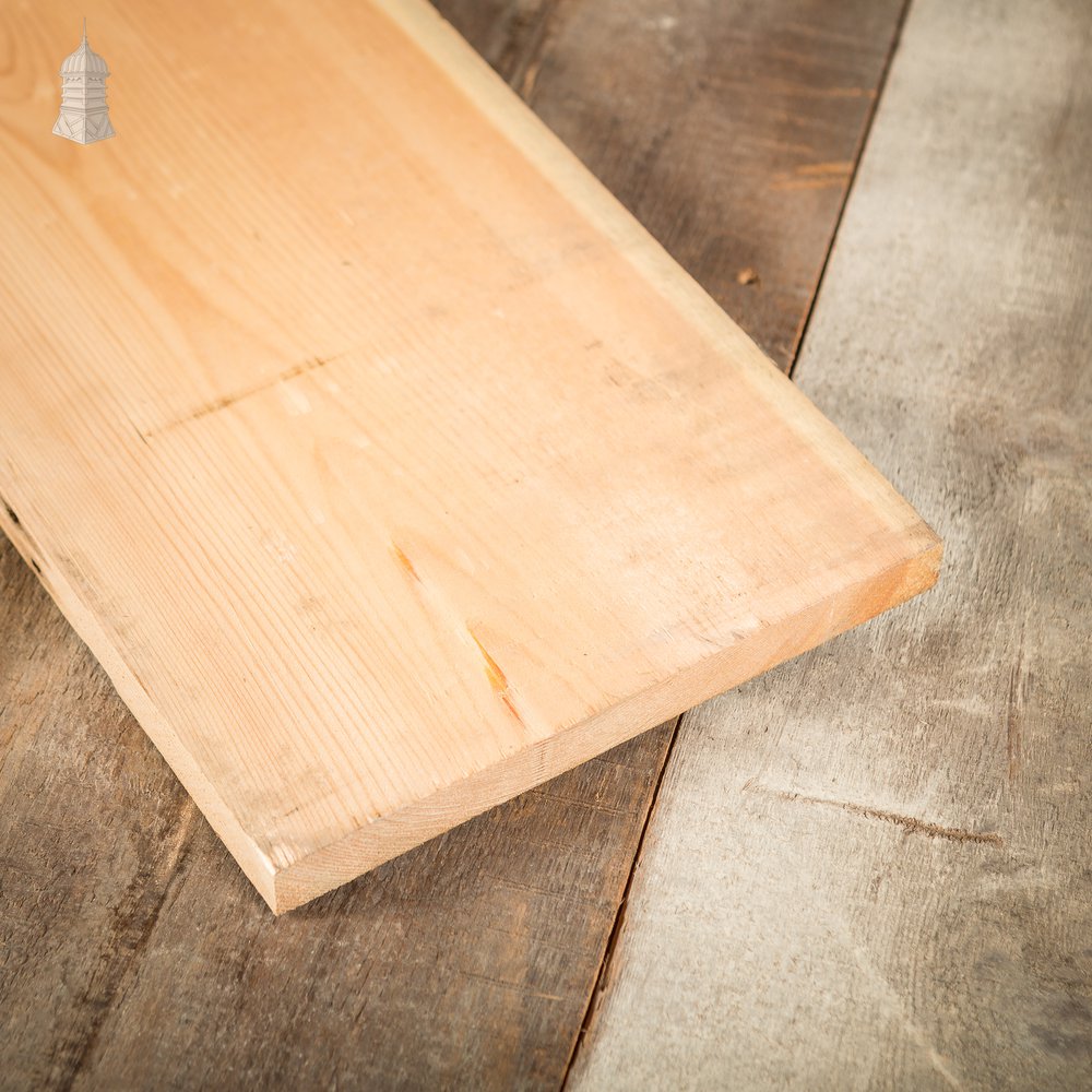 Batch of 15 Square Metres of 8.5" Wide Oxidized Pine Floorboards Cut Cut from Floor Joists Salvaged From Norwich Castle