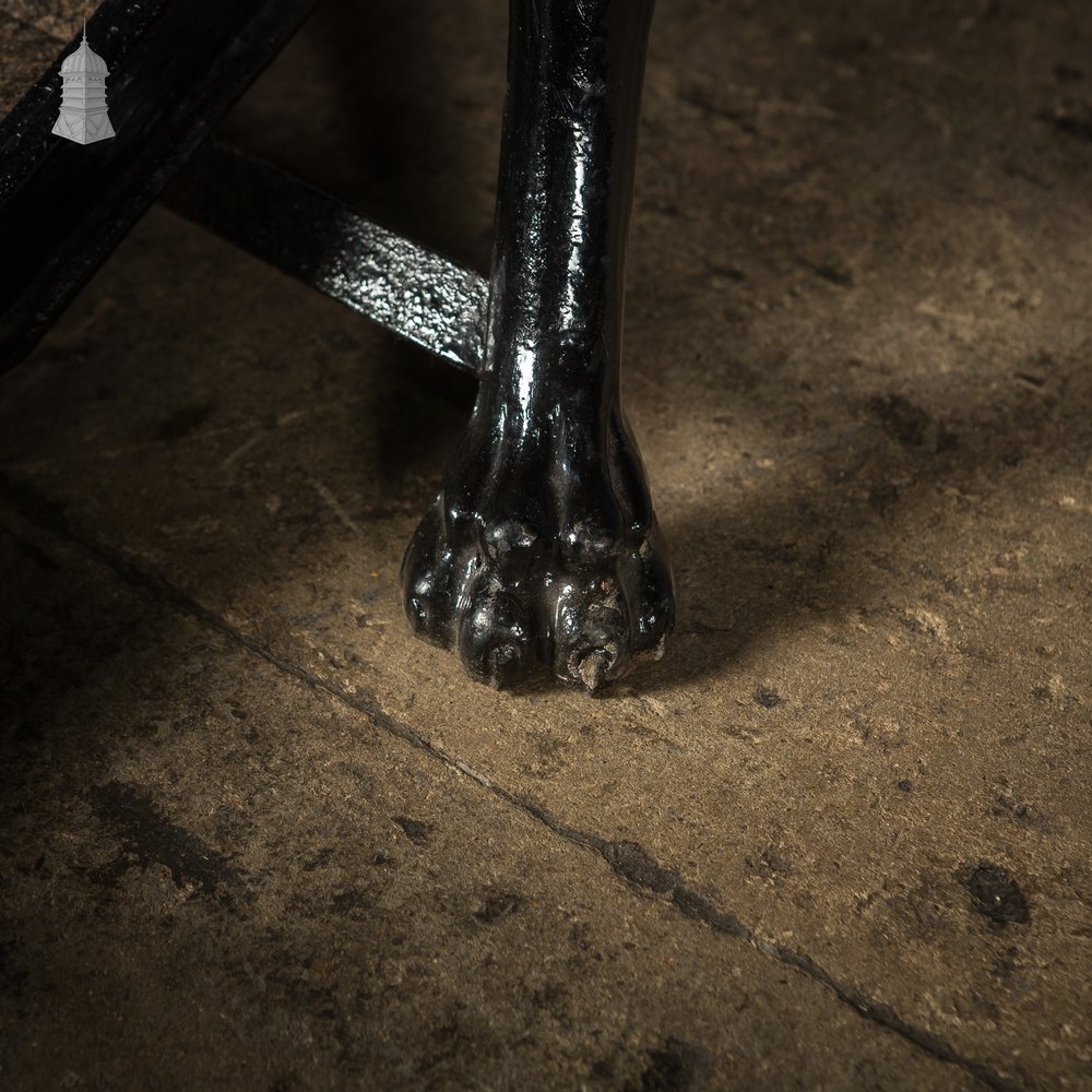 19th C Cast Iron Reclining Barbers Chair with Removable Head Rest