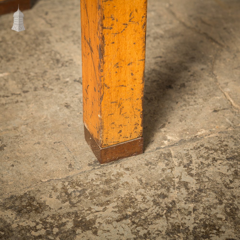 Oak and Iroko Mid Century School Science Lab Bench Table With 3 Drawers