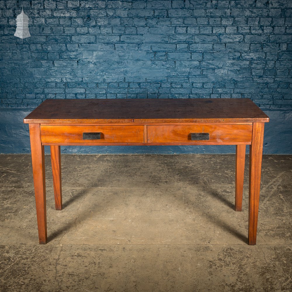 Mid Century Iroko School Science Lab Table with Drawers