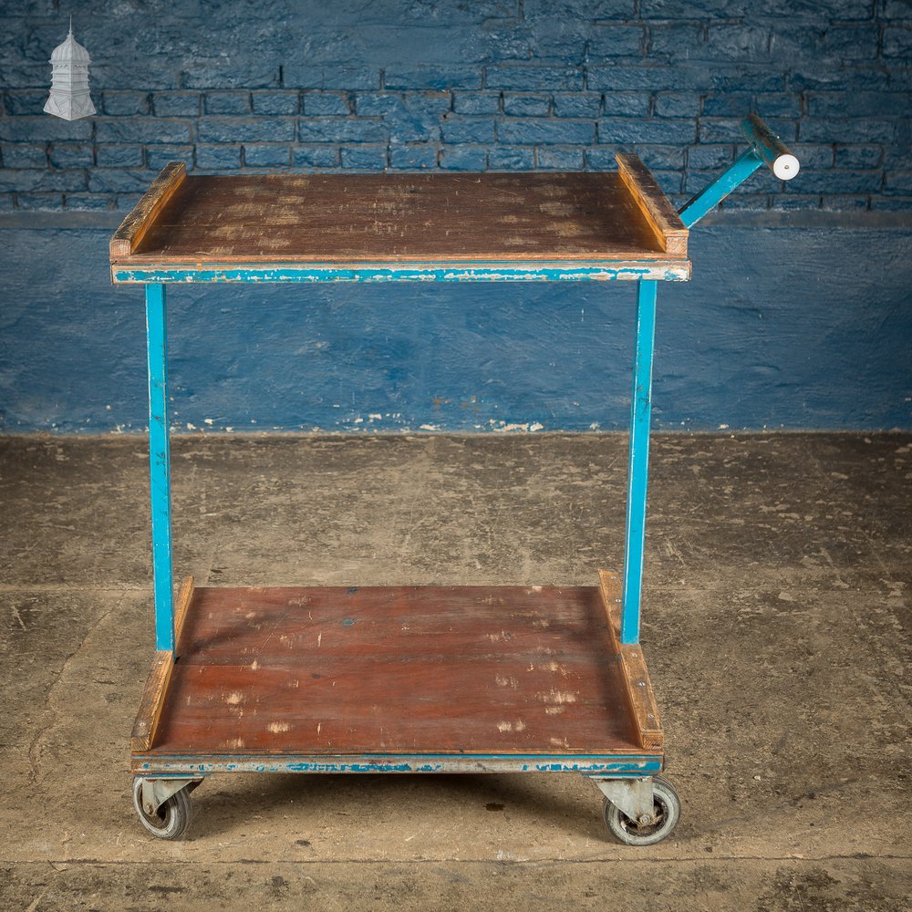 Blue Vintage Industrial Wheeled Trolley