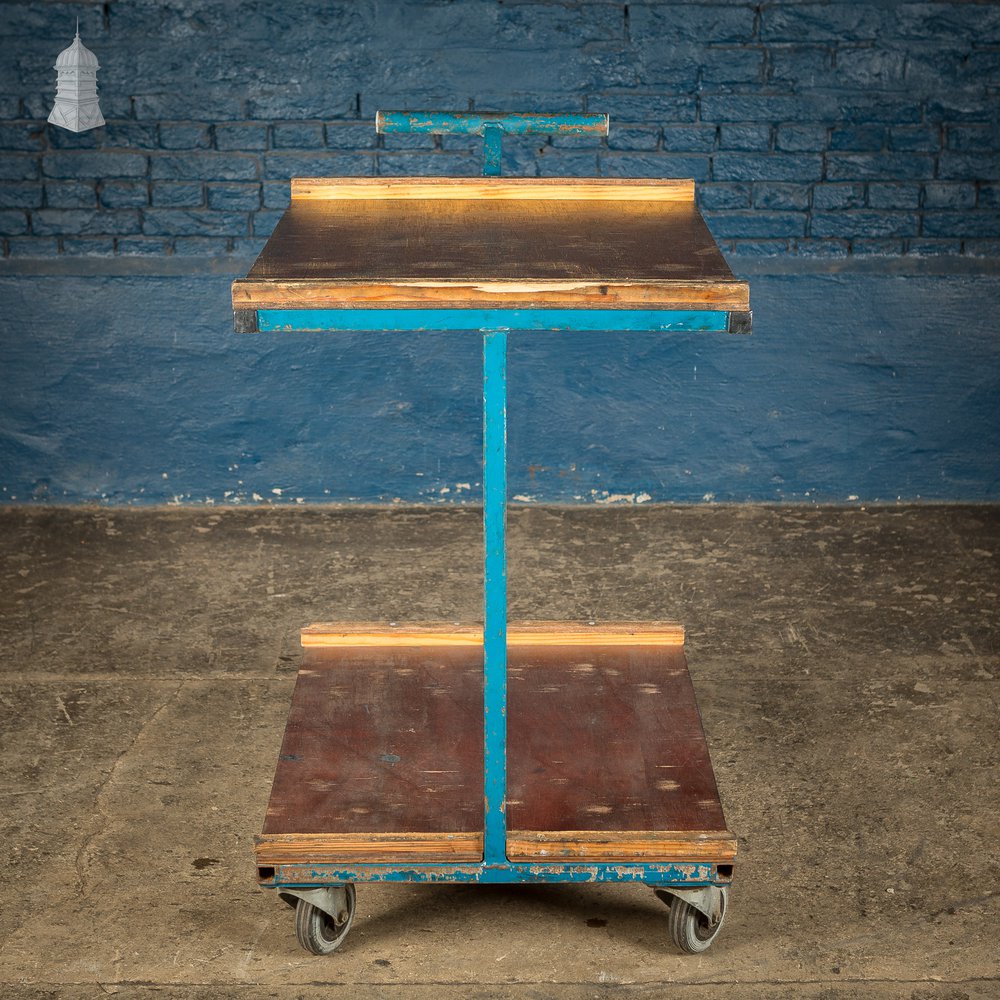 Blue Vintage Industrial Wheeled Trolley