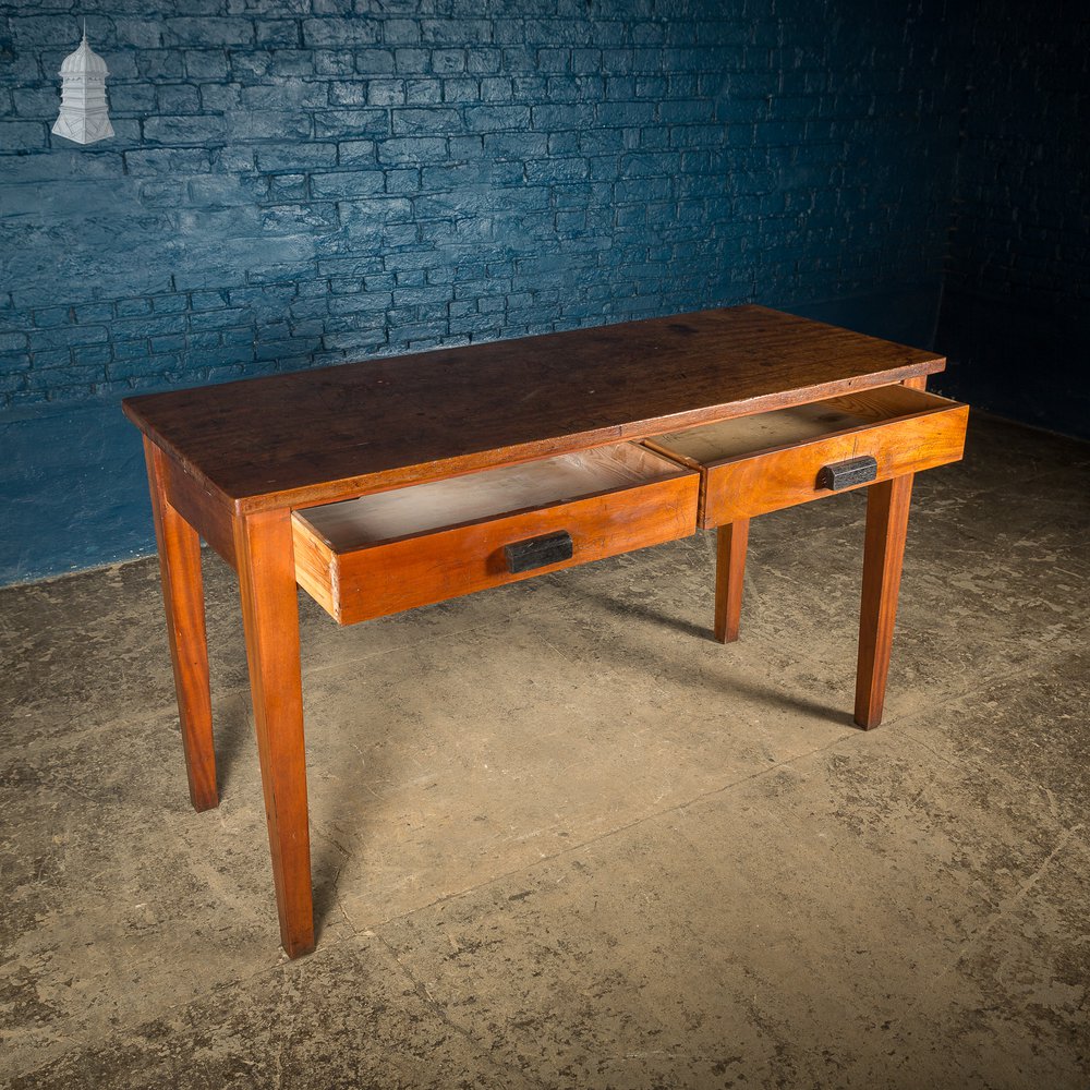 Mid Century Iroko School Science Lab Table with Drawers