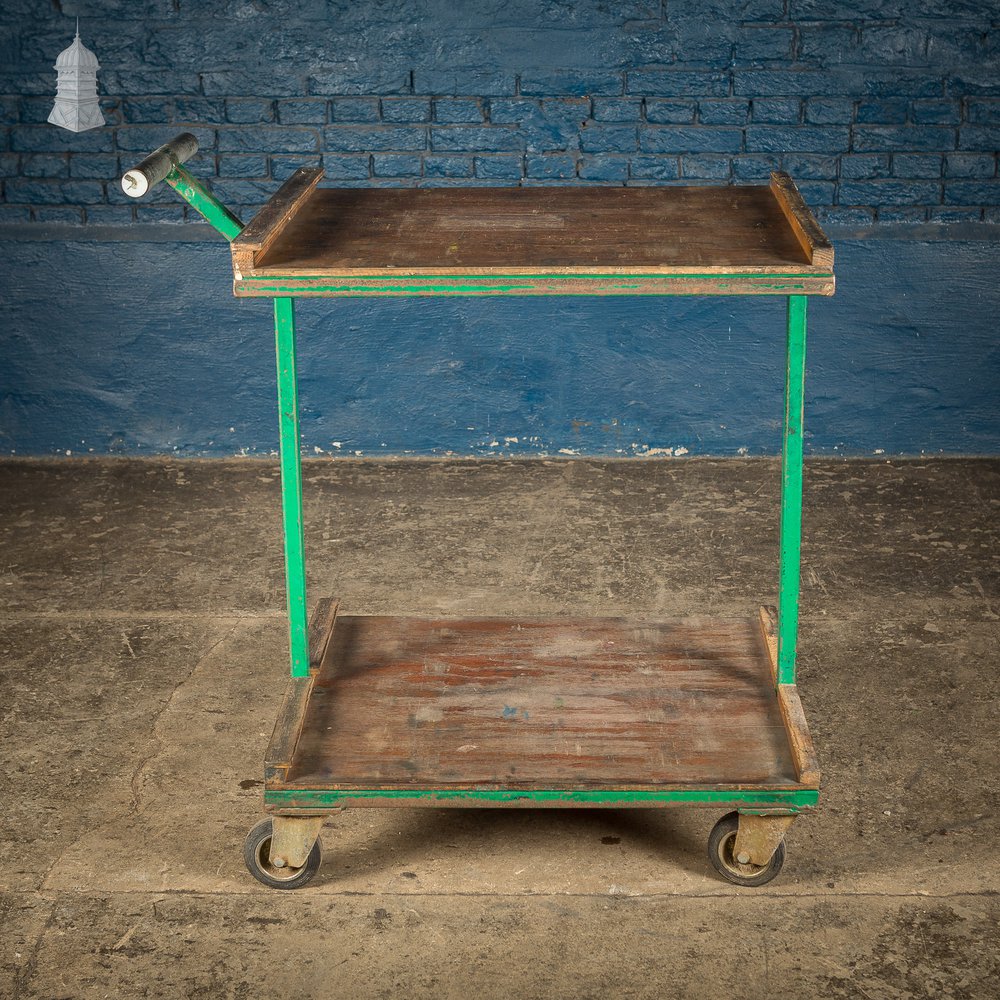 Green Vintage Industrial Wheeled Trolley