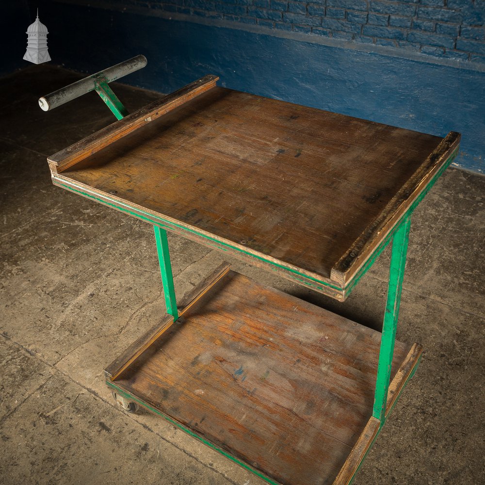 Green Vintage Industrial Wheeled Trolley