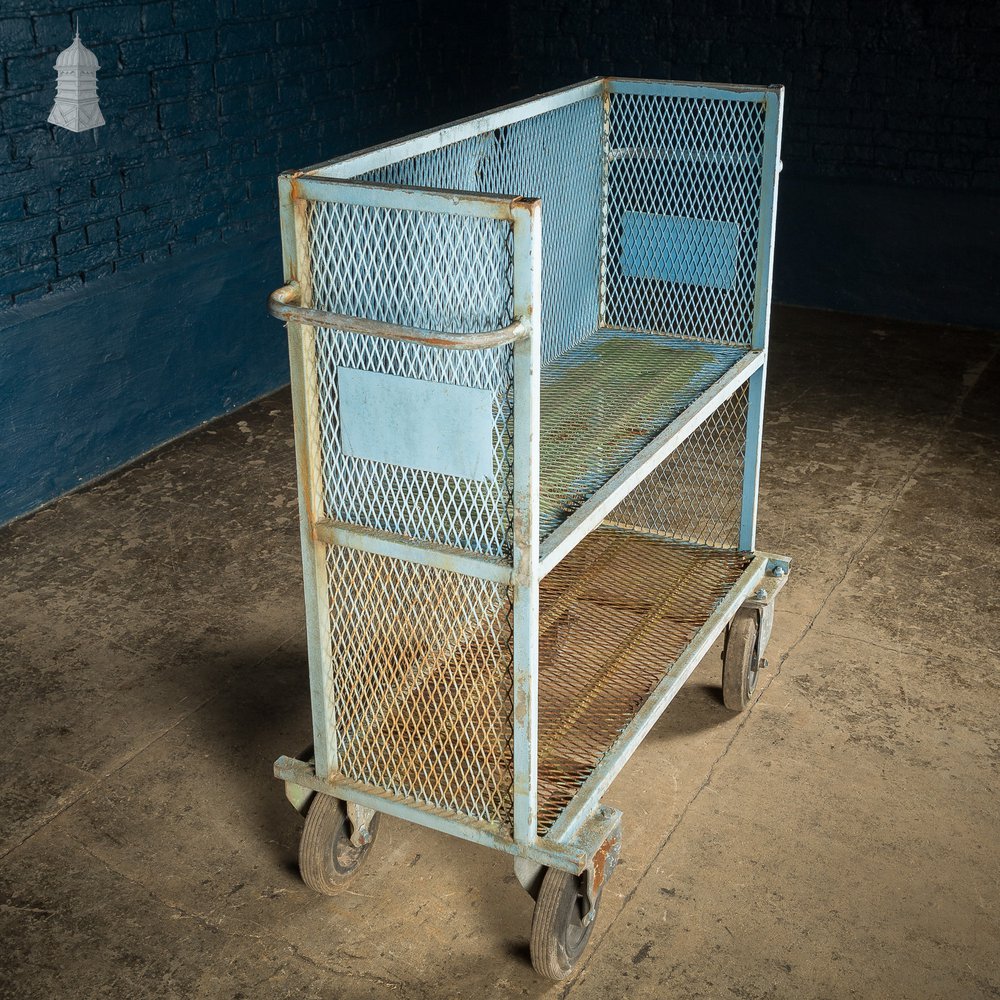 Blue Painted Steel Industrial Wheeled Trolley