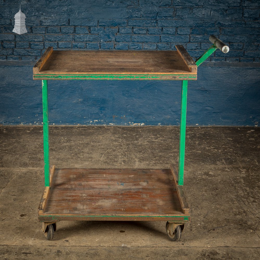 Green Vintage Industrial Wheeled Trolley