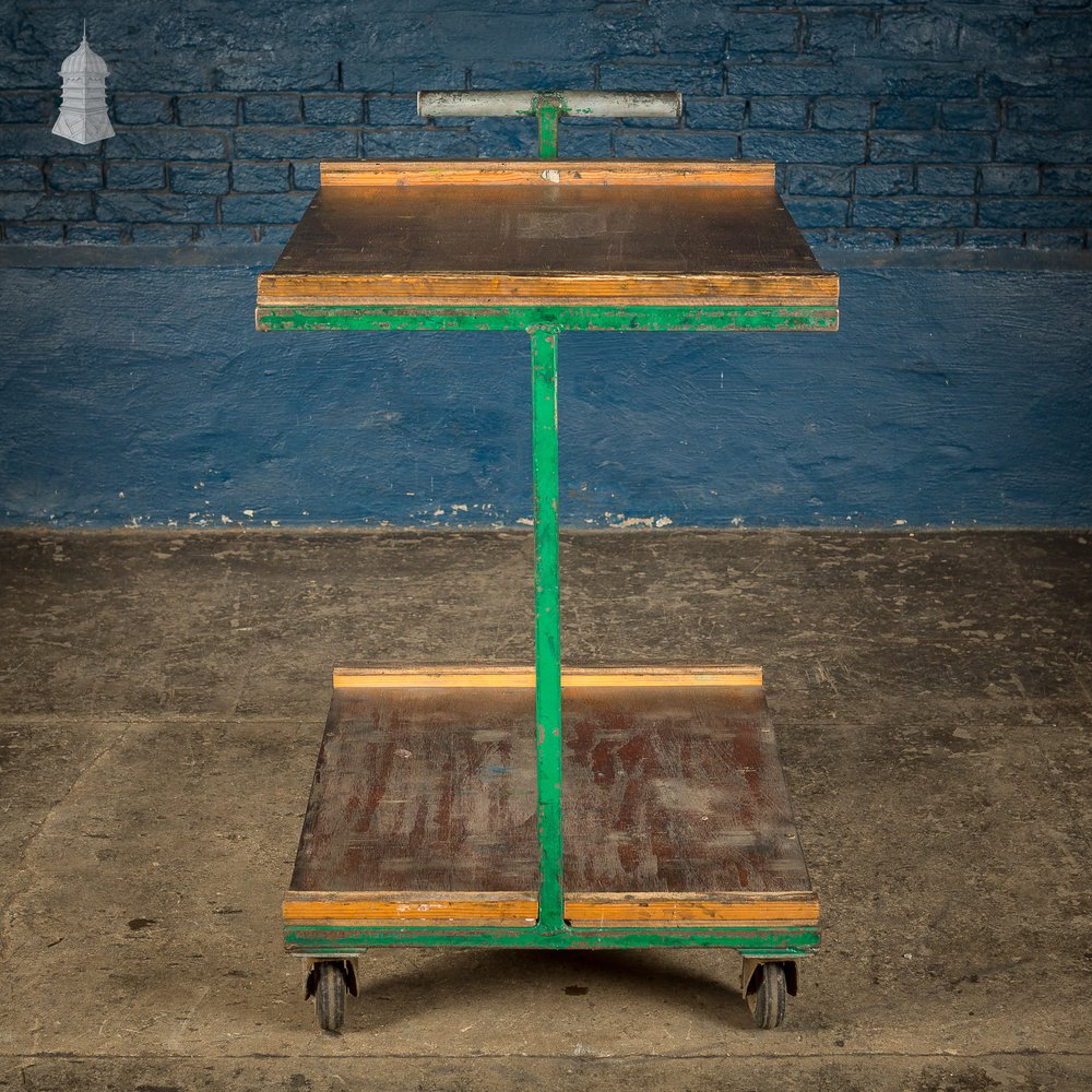 Green Vintage Industrial Wheeled Trolley