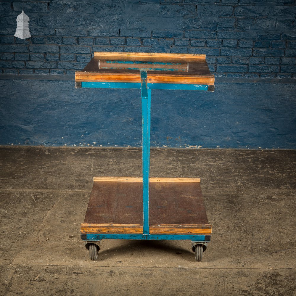 Blue Vintage Industrial Wheeled Trolley