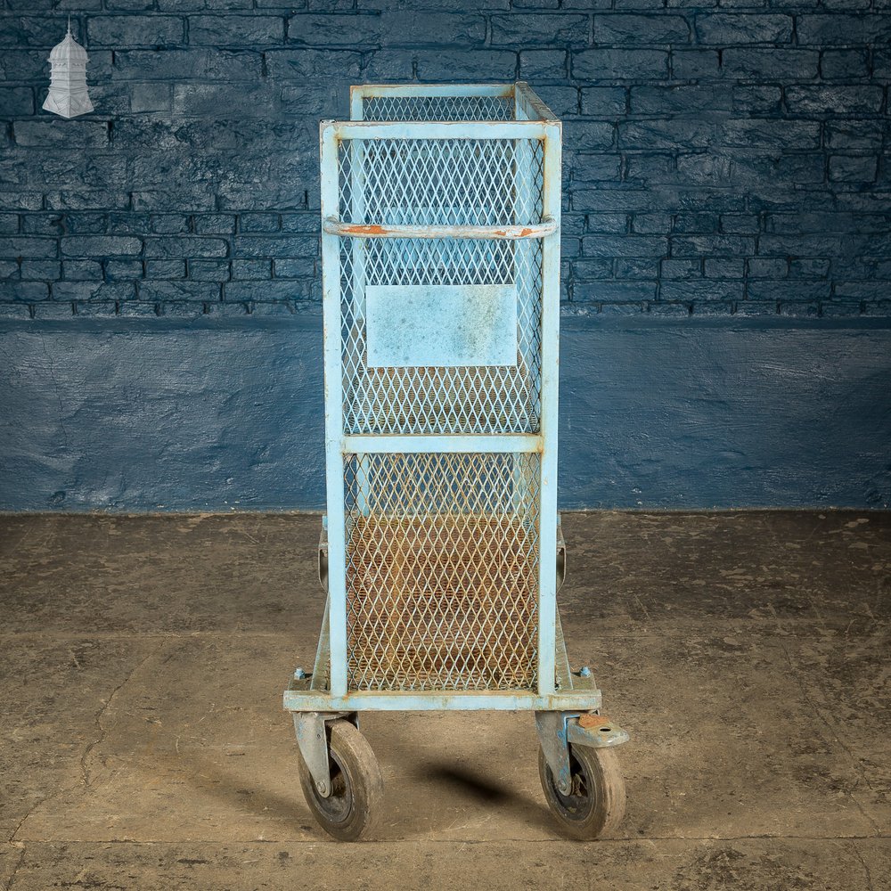 Blue Painted Steel Industrial Wheeled Trolley