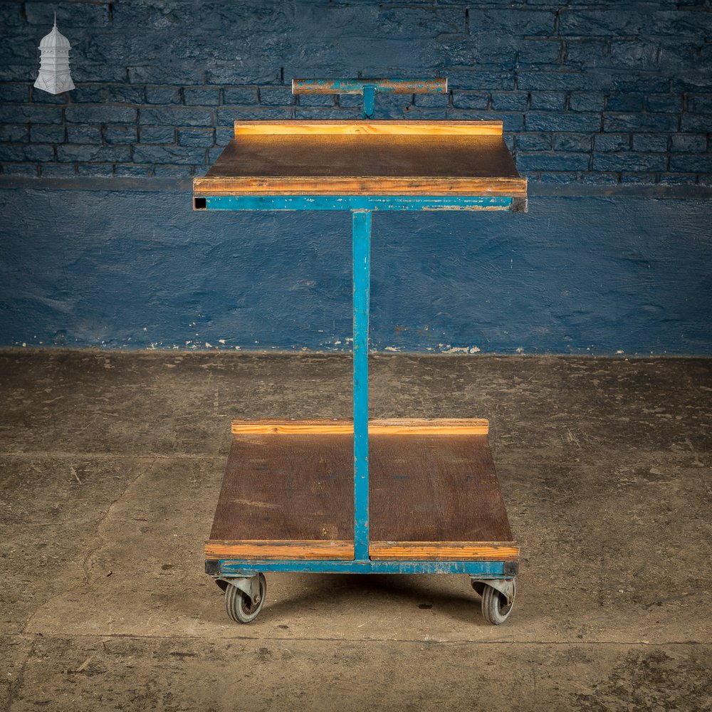 Blue Vintage Industrial Wheeled Trolley