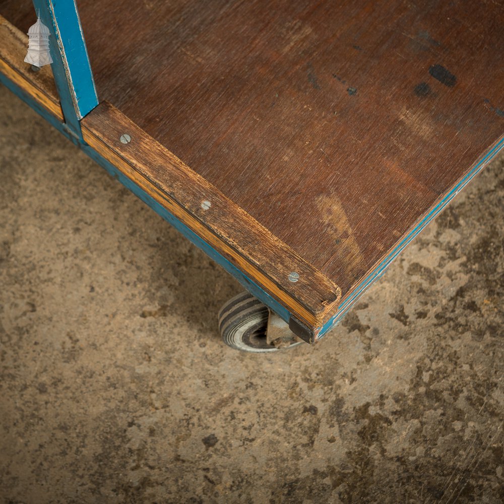 Blue Vintage Industrial Wheeled Trolley