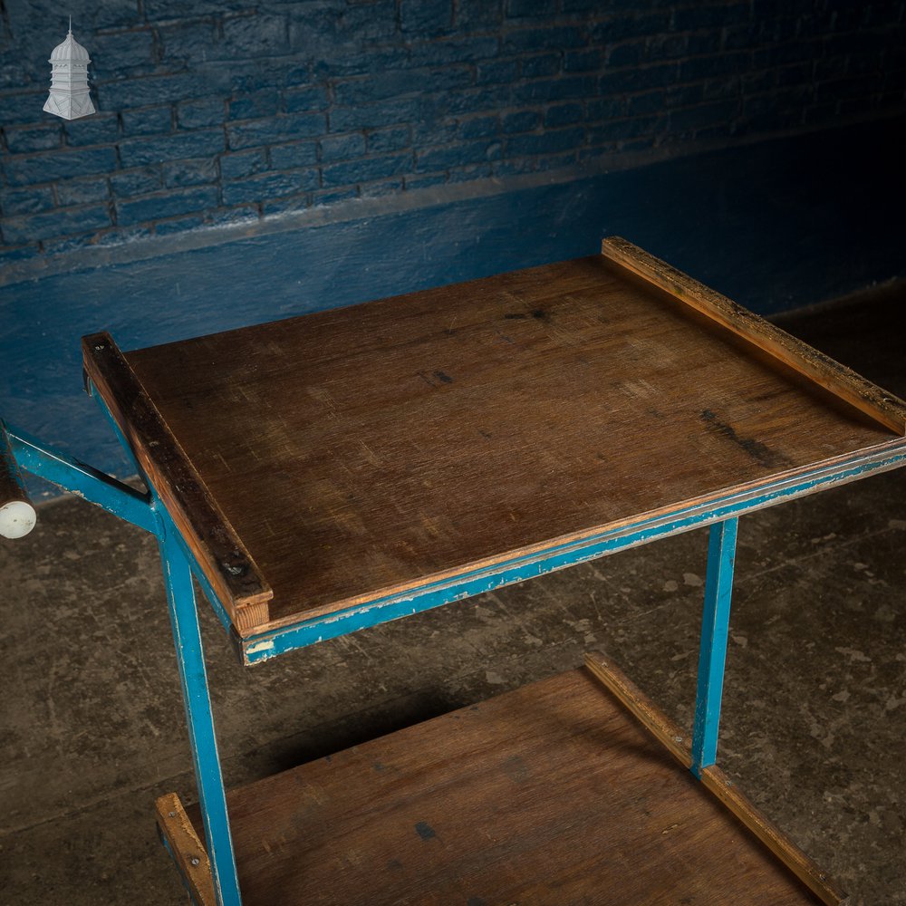 Blue Vintage Industrial Wheeled Trolley