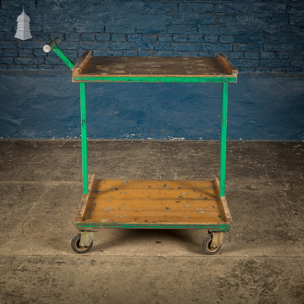 Green Vintage Industrial Wheeled Trolley