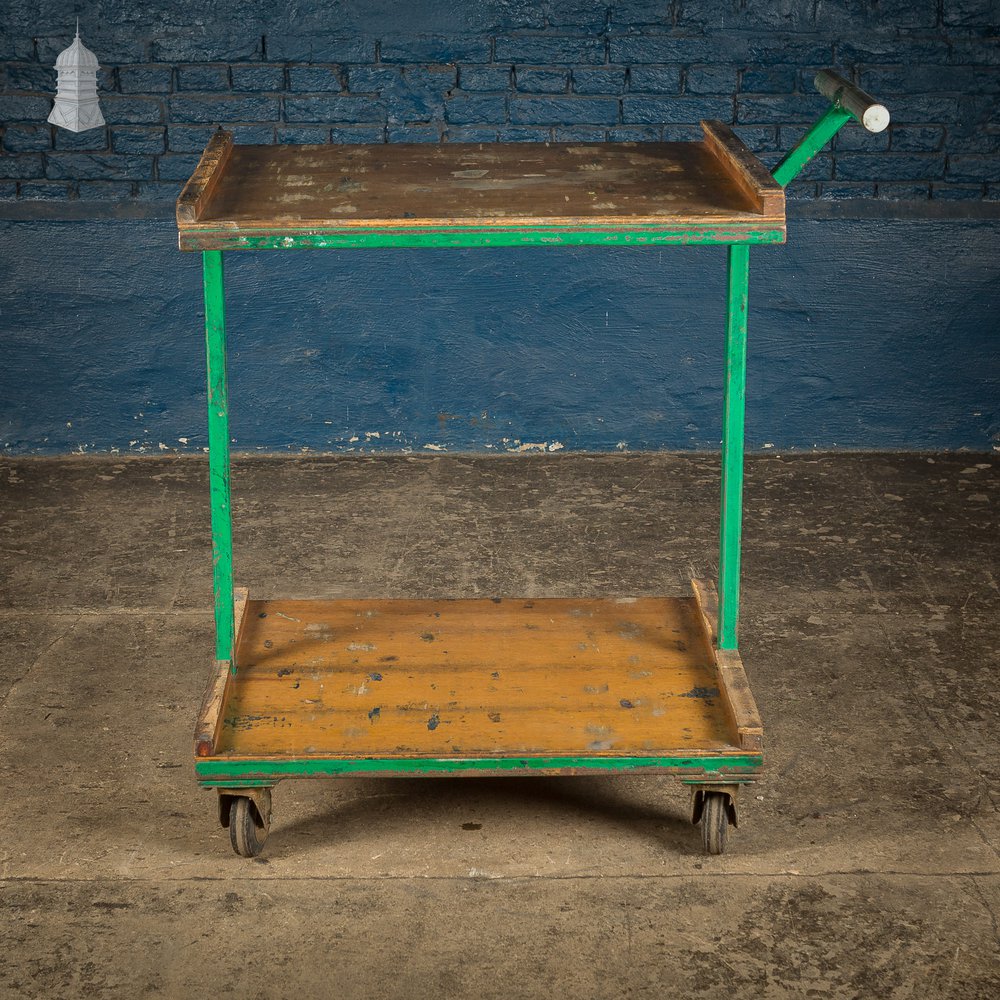 Green Vintage Industrial Wheeled Trolley