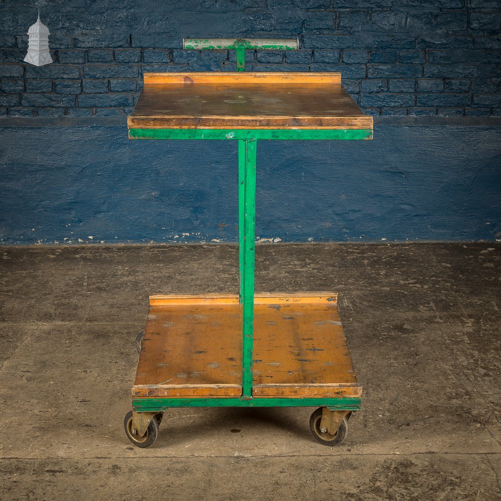 Green Vintage Industrial Wheeled Trolley