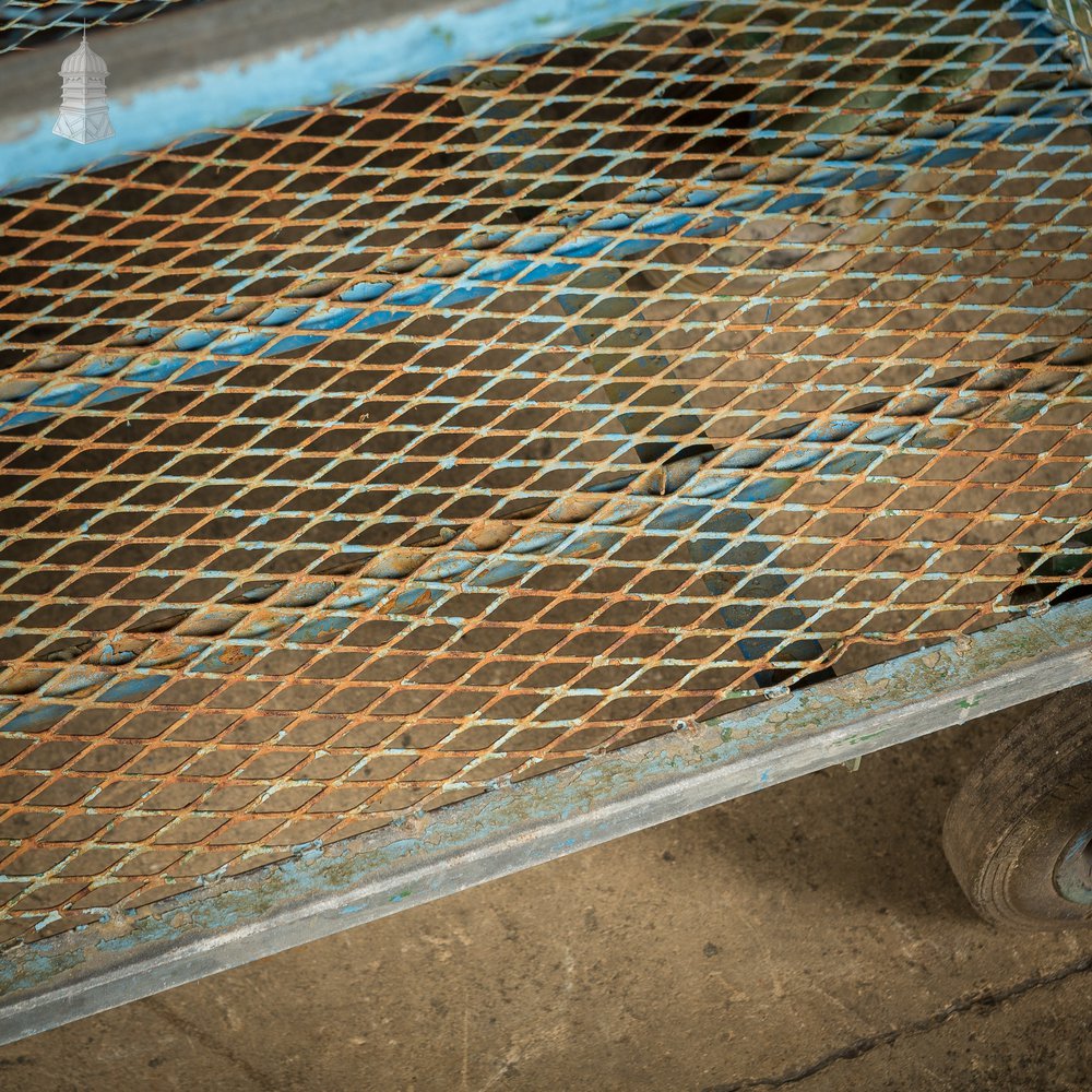 Blue Painted Steel Industrial Wheeled Trolley