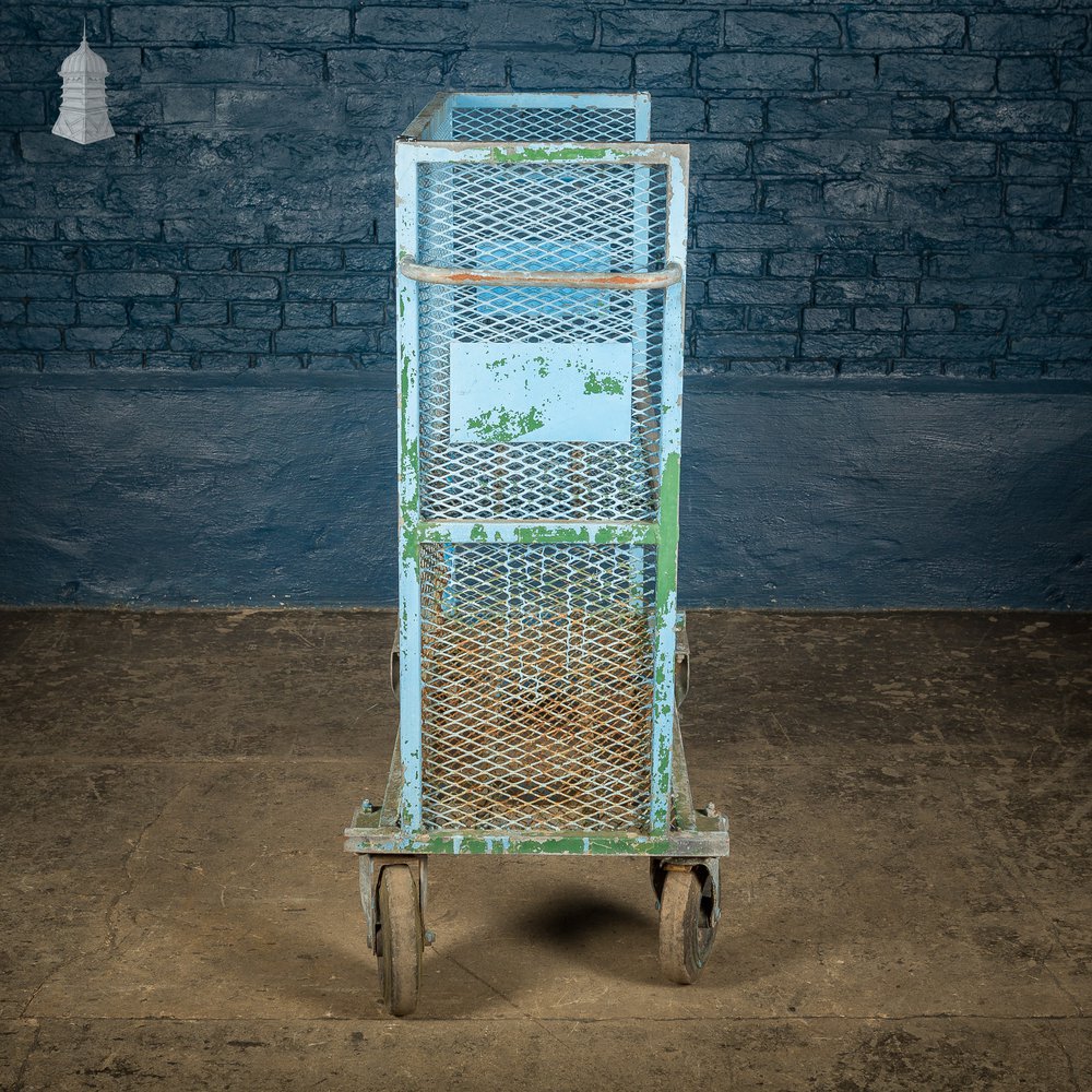 Blue Painted Steel Industrial Wheeled Trolley