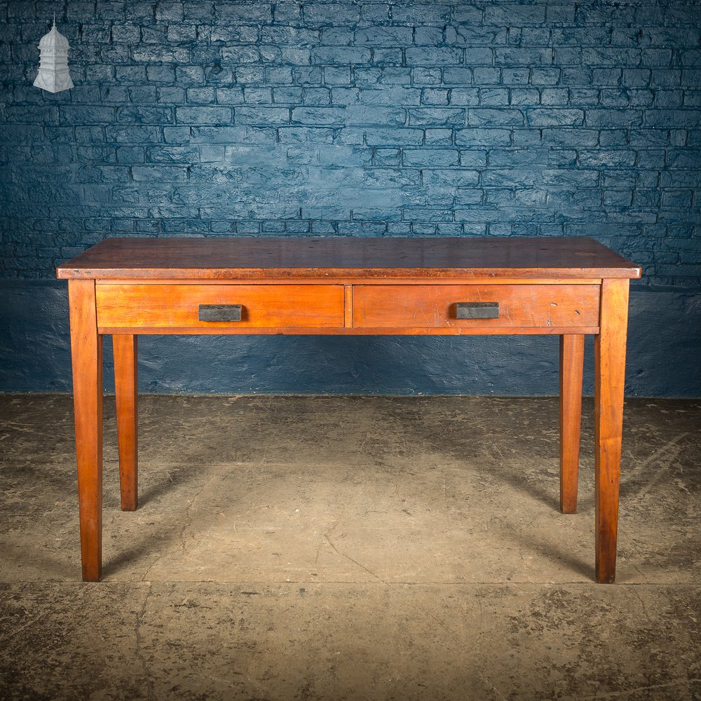 Mid Century Iroko School Science Lab Table with Drawers